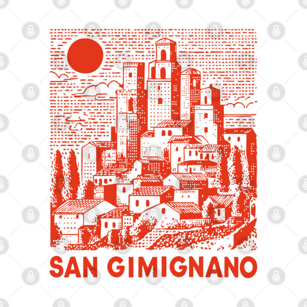 San Gimignano Italy Vintage Travel Design by TuncGK