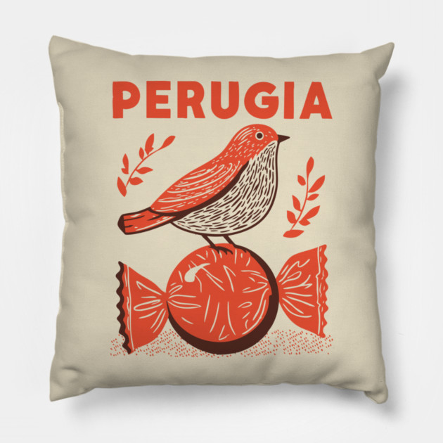 Perugia Italy Vintage Travel Design Pillow by TuncGK
