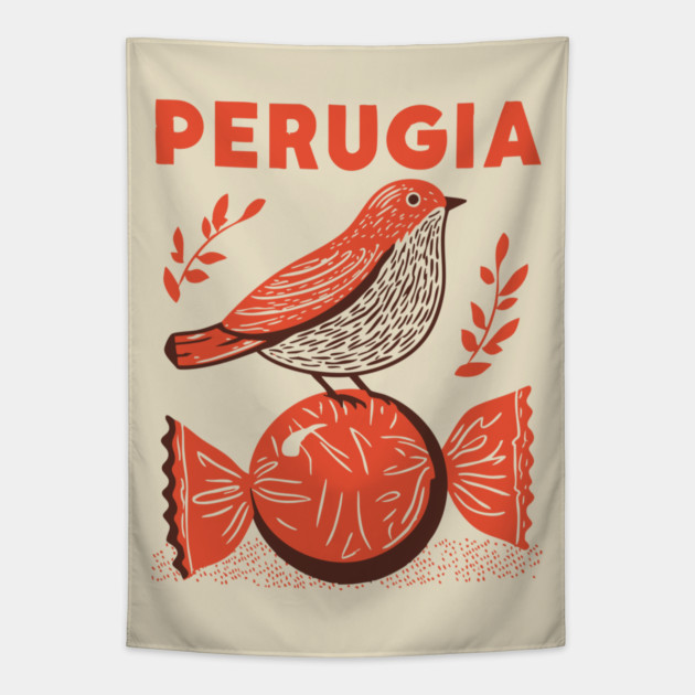 Perugia Italy Vintage Travel Design Tapestry by TuncGK