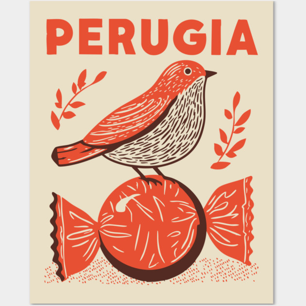 Perugia Italy Vintage Travel Design Wall Art by TuncGK