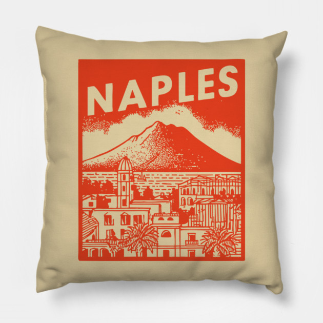 Naples Italy - Vintage Graphic Travel Poster Pillow by TuncGK
