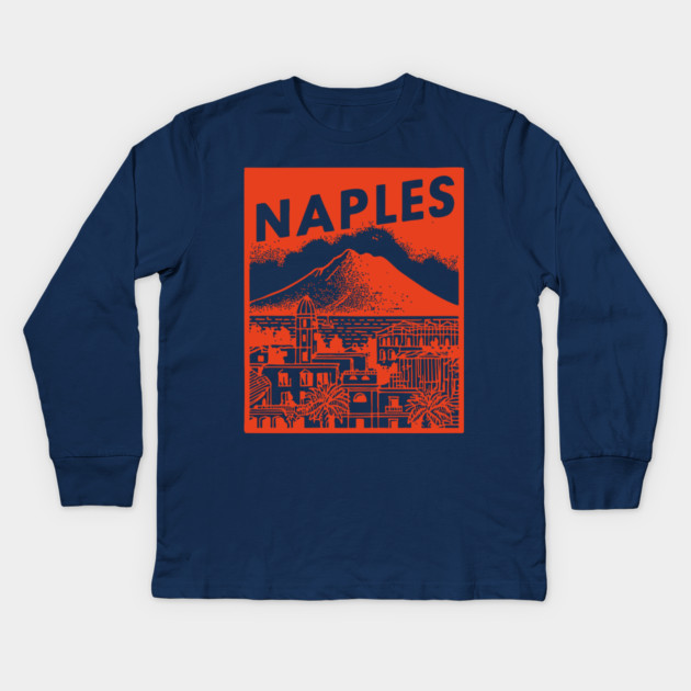 Naples Italy - Vintage Graphic Travel Poster Kids Long Sleeve T-Shirt by TuncGK