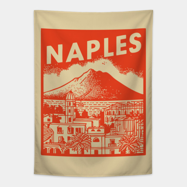 Naples Italy - Vintage Graphic Travel Poster Tapestry by TuncGK