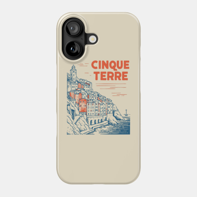 Cinque Terre Italy - Retro Illustrated Coastline Phone Case by TuncGK