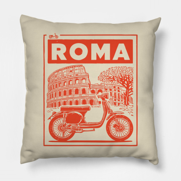 Rome Italy Vintage Travel Design Pillow by TuncGK