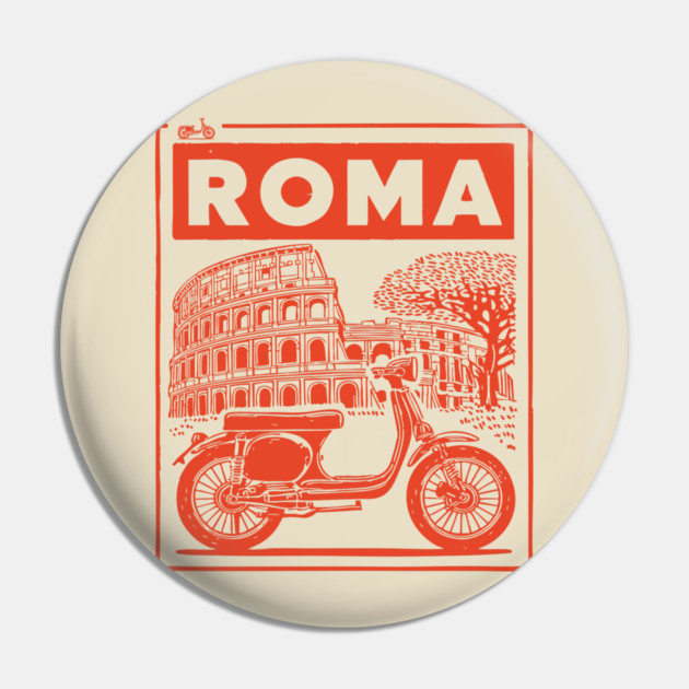 Rome Italy Vintage Travel Design Pin by TuncGK