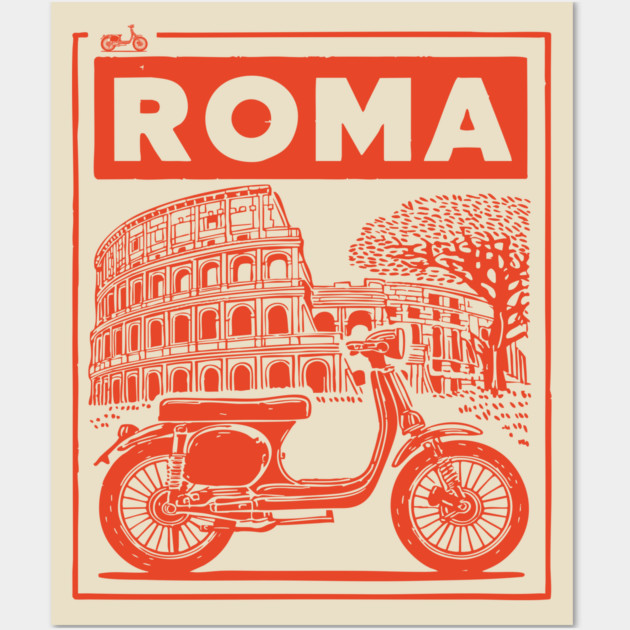 Rome Italy Vintage Travel Design Wall Art by TuncGK