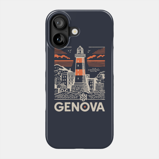 Genoa Italy - Minimalist Lighthouse Linework Phone Case by TuncGK