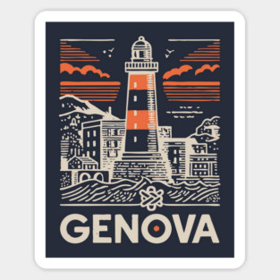 Genoa Italy - Minimalist Lighthouse Linework Sticker