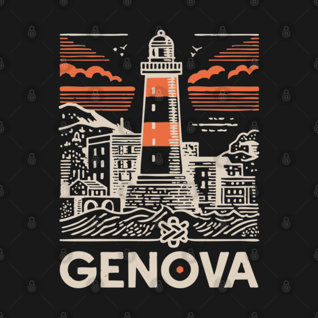 Genoa Italy - Minimalist Lighthouse Linework by TuncGK