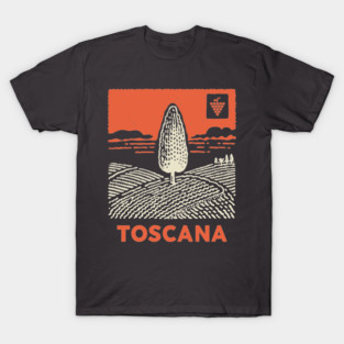 Tuscany Italy - Minimalist Cypress Linework T-Shirt