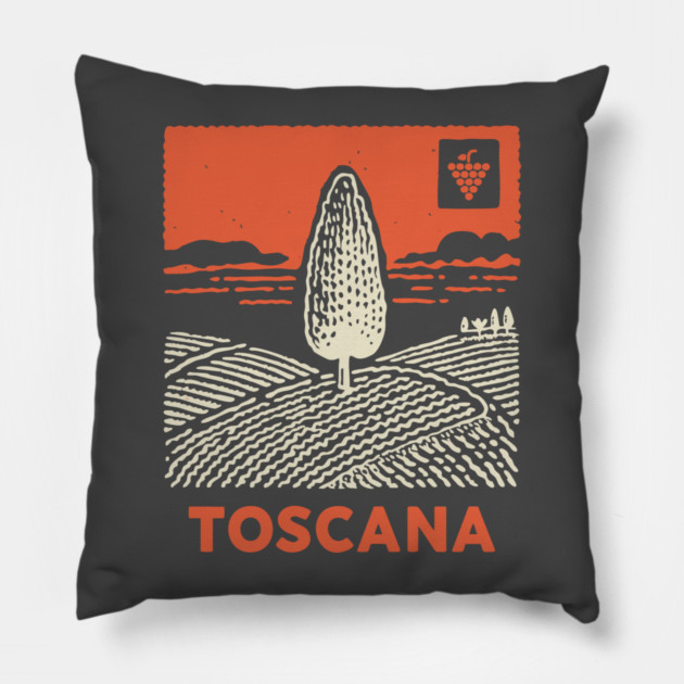 Tuscany Italy - Minimalist Cypress Linework Pillow by TuncGK