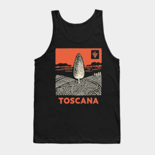 Tuscany Italy - Minimalist Cypress Linework Tank Top