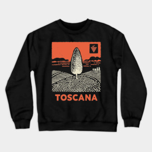 Tuscany Italy - Minimalist Cypress Linework Crewneck Sweatshirt
