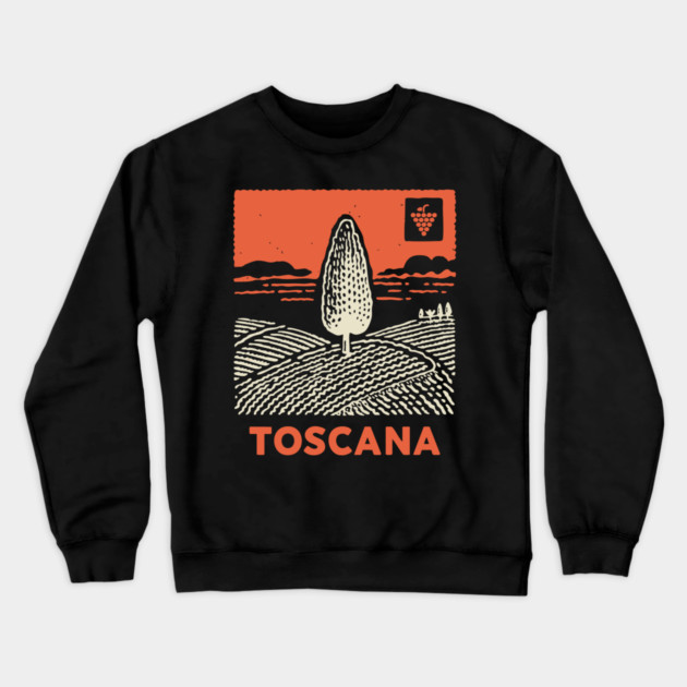 Tuscany Italy - Minimalist Cypress Linework Crewneck Sweatshirt by TuncGK