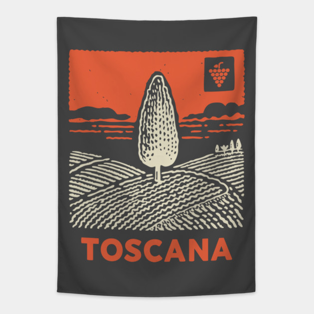 Tuscany Italy - Minimalist Cypress Linework Tapestry by TuncGK