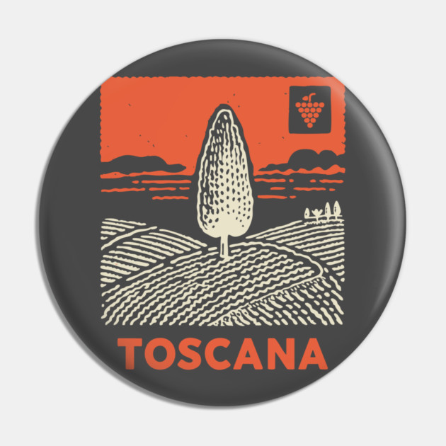 Tuscany Italy - Minimalist Cypress Linework Pin by TuncGK