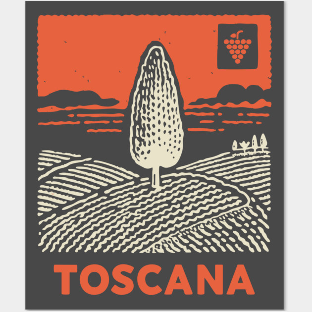 Tuscany Italy - Minimalist Cypress Linework Wall Art by TuncGK