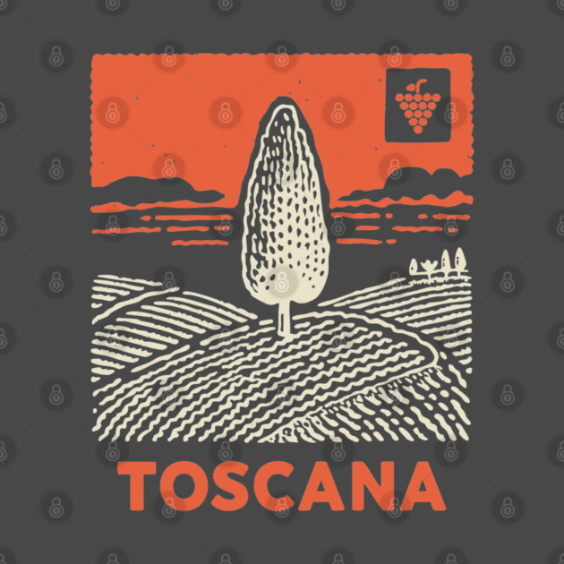 Tuscany Italy - Minimalist Cypress Linework by TuncGK