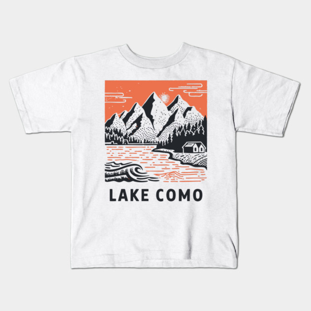 Lake Como Italy - Dramatic Lakeside Nightscape Kids T-Shirt by TuncGK