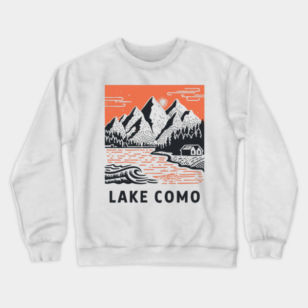 Lake Como Italy - Dramatic Lakeside Nightscape Crewneck Sweatshirt by TuncGK