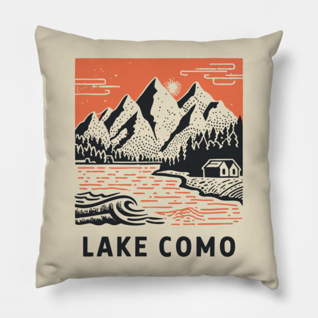 Lake Como Italy - Dramatic Lakeside Nightscape Pillow by TuncGK