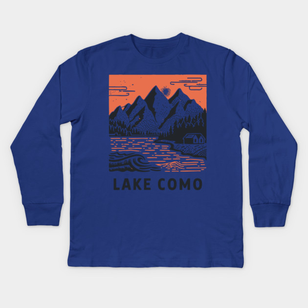Lake Como Italy - Dramatic Lakeside Nightscape Kids Long Sleeve T-Shirt by TuncGK