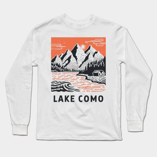 Lake Como Italy - Dramatic Lakeside Nightscape Long Sleeve T-Shirt by TuncGK