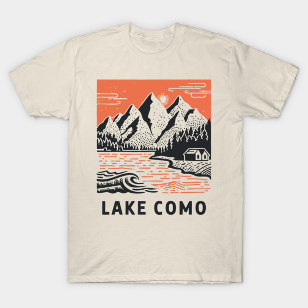 Lake Como Italy - Dramatic Lakeside Nightscape T-Shirt by TuncGK