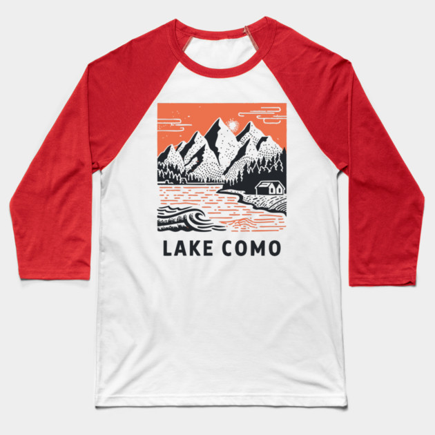 Lake Como Italy - Dramatic Lakeside Nightscape Baseball T-Shirt by TuncGK