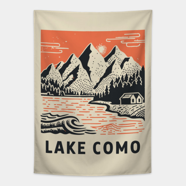 Lake Como Italy - Dramatic Lakeside Nightscape Tapestry by TuncGK