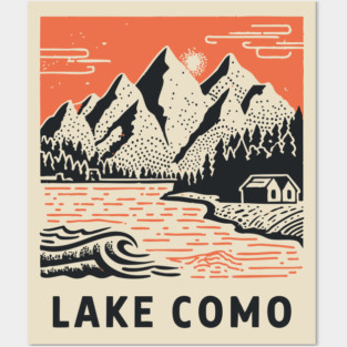 Lake Como Italy - Dramatic Lakeside Nightscape Posters and Art