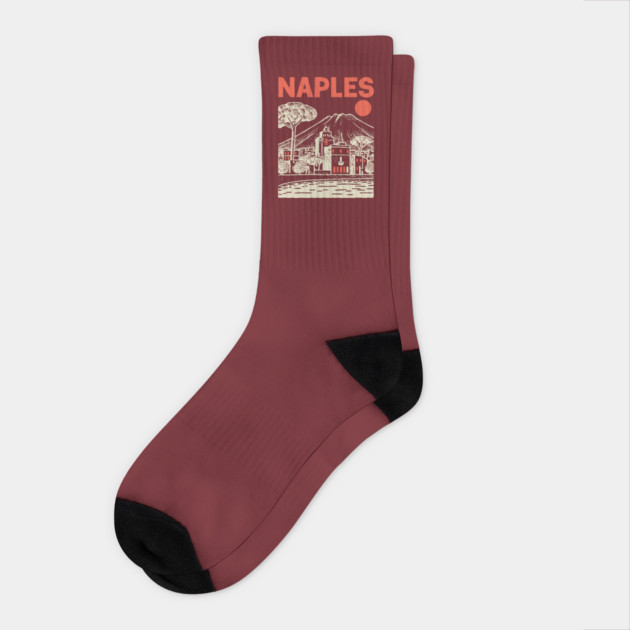 Naples Italy - Vintage Graphic Travel Poster Socks by TuncGK
