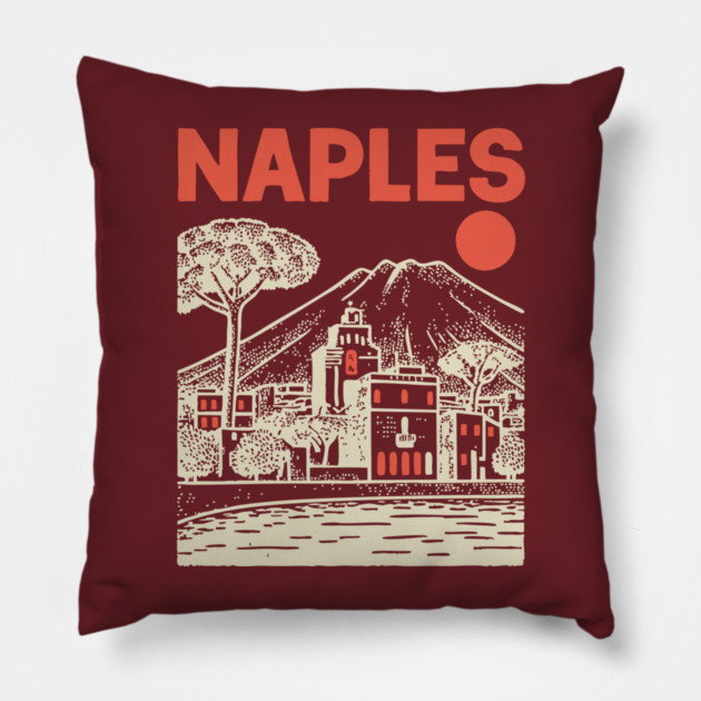 Naples Italy - Vintage Graphic Travel Poster Pillow by TuncGK