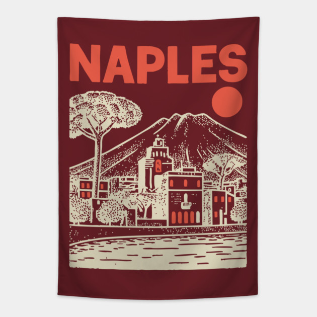 Naples Italy - Vintage Graphic Travel Poster Tapestry by TuncGK