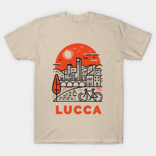Lucca Italy - Minimalist Piazza Linework T-Shirt