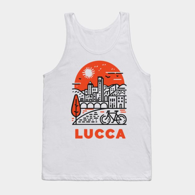 Lucca Italy - Minimalist Piazza Linework Tank Top by TuncGK