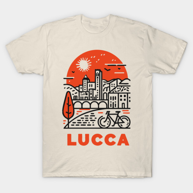 Lucca Italy - Minimalist Piazza Linework T-Shirt by TuncGK