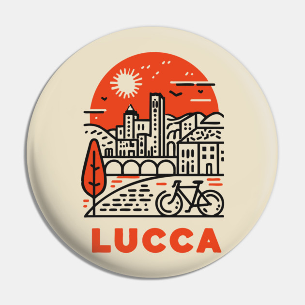 Lucca Italy - Minimalist Piazza Linework Pin by TuncGK