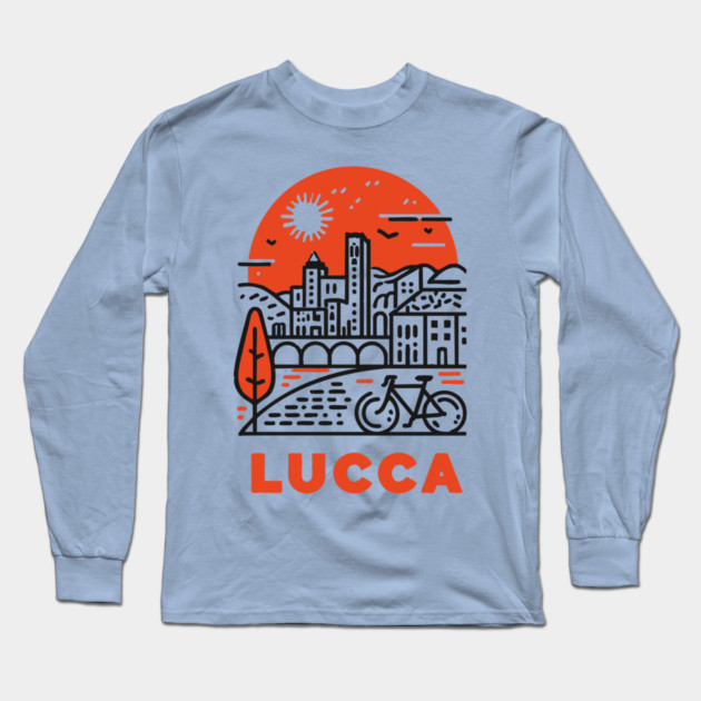 Lucca Italy - Minimalist Piazza Linework Long Sleeve T-Shirt by TuncGK