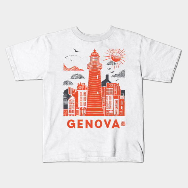 Genoa Italy - Vintage Graphic Travel Poster Kids T-Shirt by TuncGK