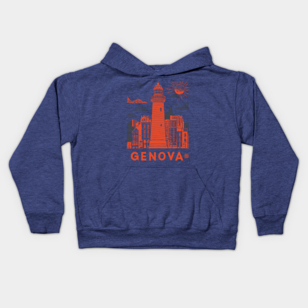 Genoa Italy - Vintage Graphic Travel Poster Kids Hoodie by TuncGK