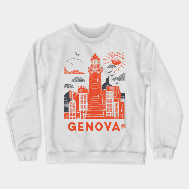 Genoa Italy - Vintage Graphic Travel Poster Crewneck Sweatshirt by TuncGK