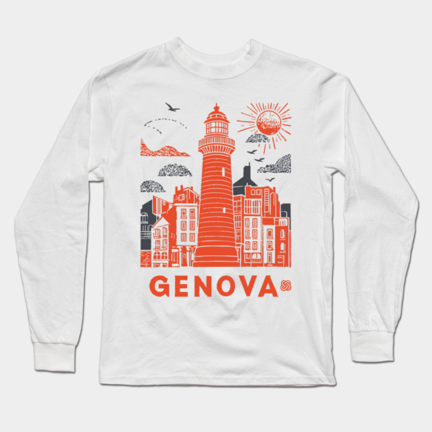 Genoa Italy - Vintage Graphic Travel Poster Long Sleeve T-Shirt by TuncGK