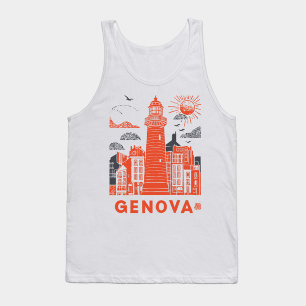 Genoa Italy - Vintage Graphic Travel Poster Tank Top by TuncGK