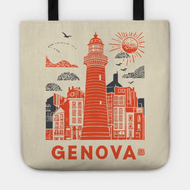 Genoa Italy - Vintage Graphic Travel Poster Tote by TuncGK