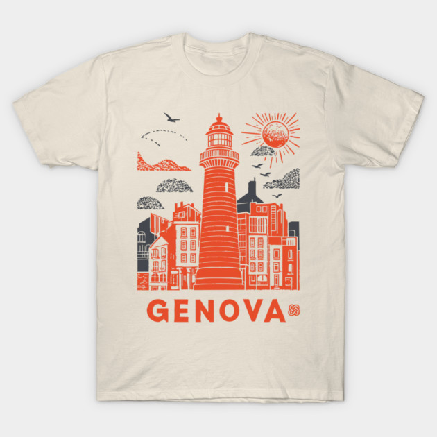 Genoa Italy - Vintage Graphic Travel Poster T-Shirt by TuncGK