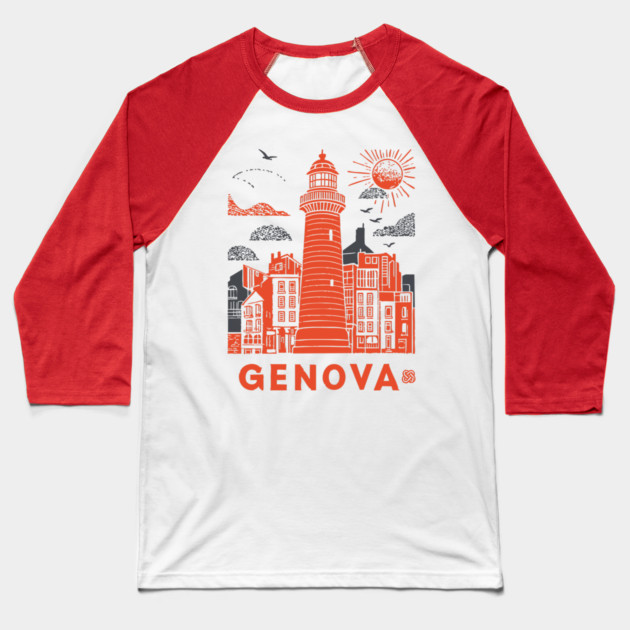 Genoa Italy - Vintage Graphic Travel Poster Baseball T-Shirt by TuncGK