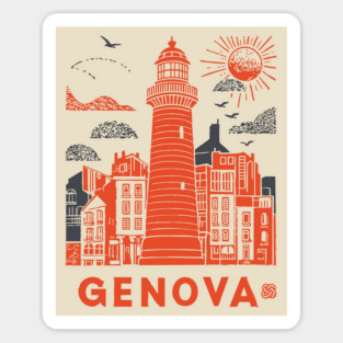 Genoa Italy - Vintage Graphic Travel Poster Sticker