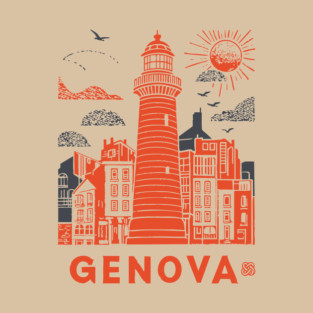 Genoa Italy - Vintage Graphic Travel Poster T-Shirt